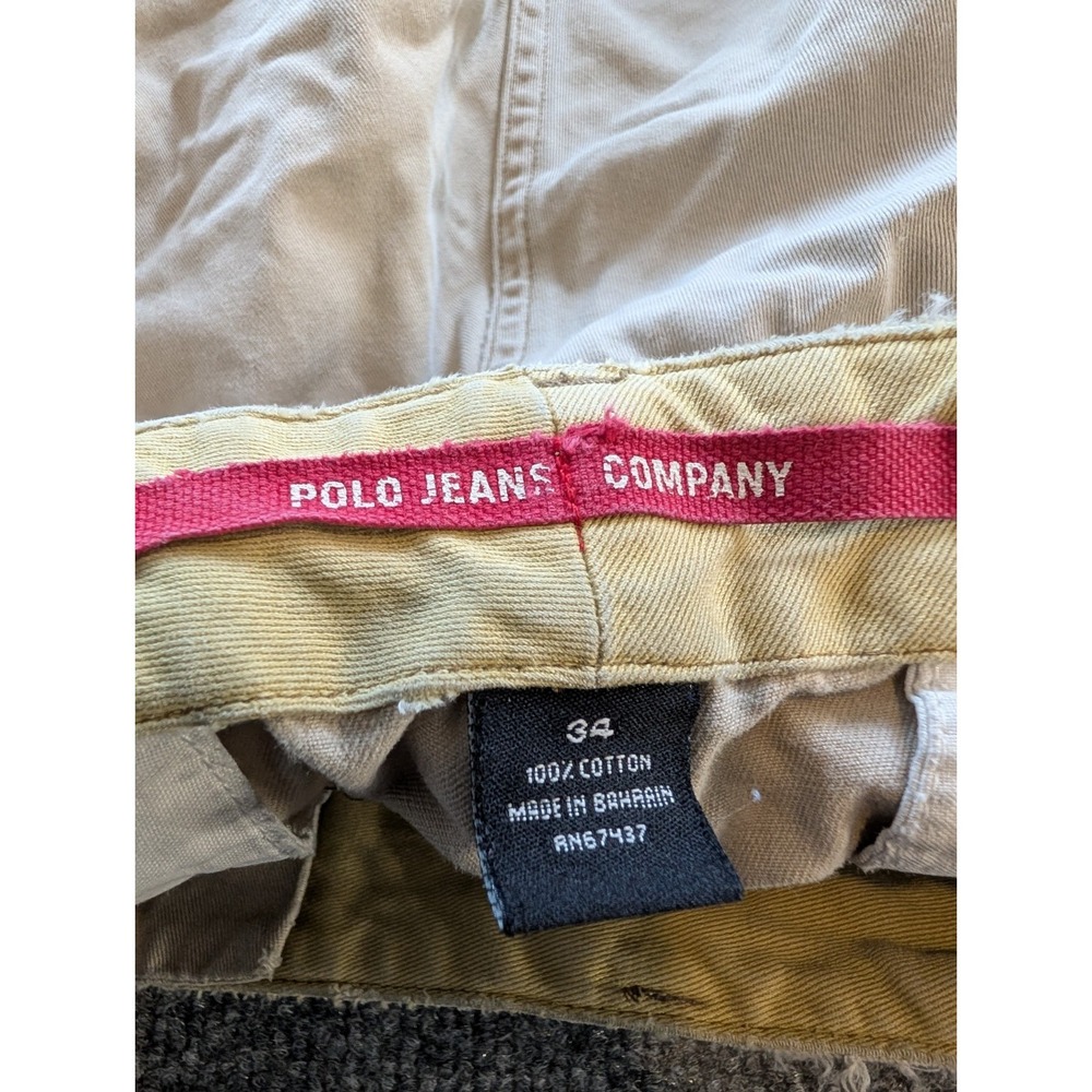 Vintage Polo Jeans Co Ralph Lauren Cargo Shorts Mens 34 Tan Military Utility - Picture 2 of 11